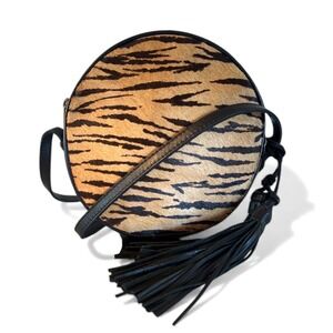 Patricia Nash Cavalino Scafati  Leather and Animal Hair Tassel Black Shoulder